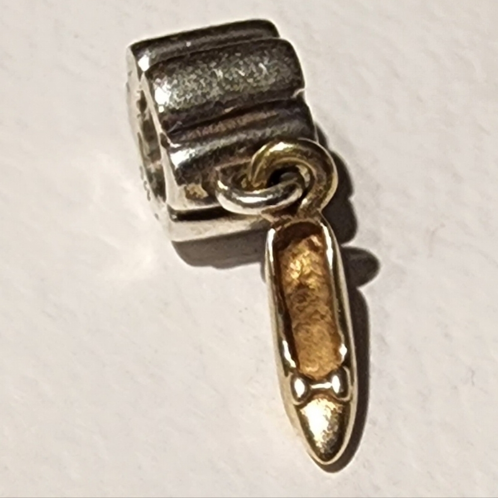 Authentic Pandora Retired 14k gold shoe dangle charm